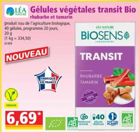 gélules végétales transit bio rhubarbe et tamarin léa nature