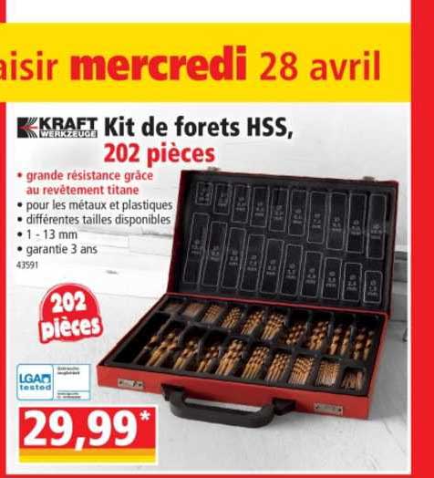 kit de forets hss kraft werkzeuge, 202 pièces