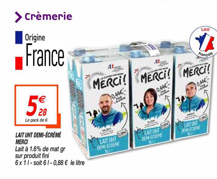 lait uht demi-écrémé merci