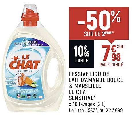 lessive liquide lait d'amande douce & marseille le chat sensitive
