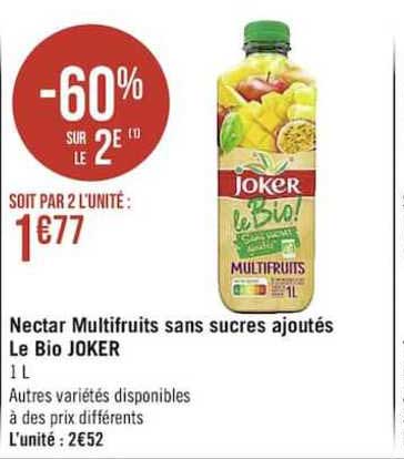 Nectar Multifruits Sans Sucres Ajoutés Le Bio Joker