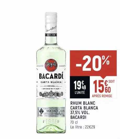 rhum blanc carta blanca 37,5% vol. bacardi