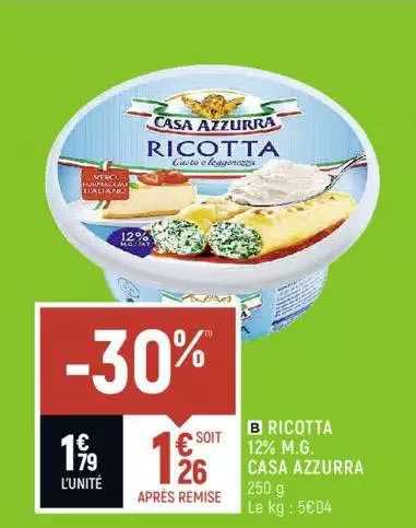 ricotta 12% m.g. casa azzurra