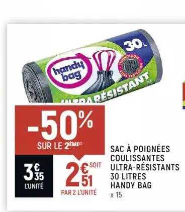 Sac à Poignées Coulissantes Ultra-résistants 30 Litres Handy Bag