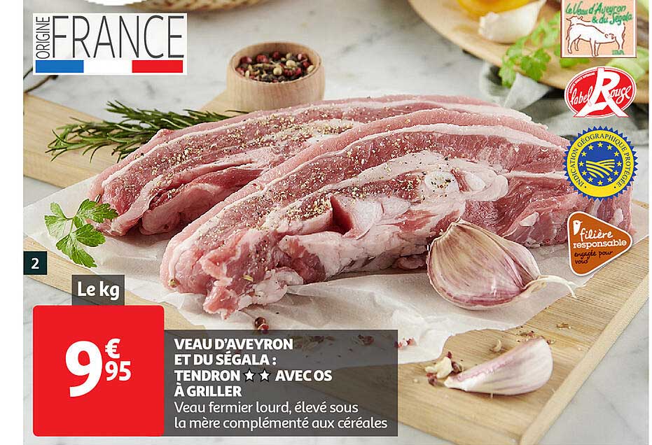 veau d'aveyron et du ségala : tendron avec cos à griller