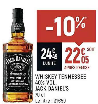 whiskey tennessee 40% vol. jack daniel's