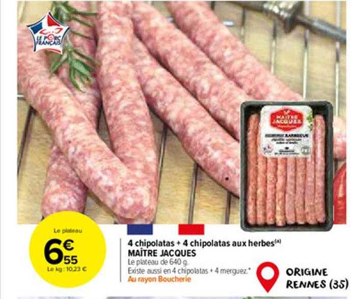 4 chipolatas + 4 chipolatas aux herbes maître jacques