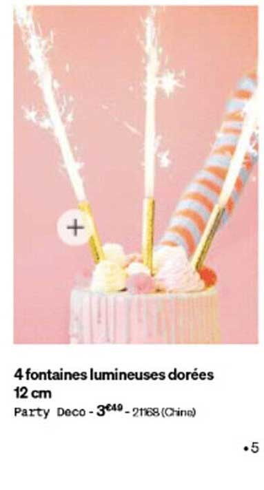 4 fontaines lumineuses dorées 12 cm