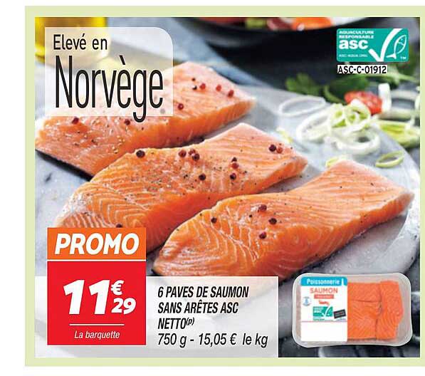 6 pavés de saumon sans arêtes asc netto