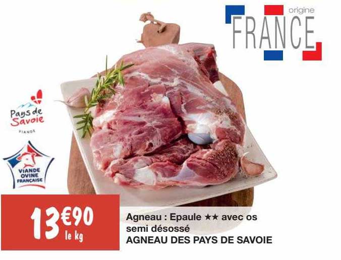 agneau : épaule ** avec os semi désossé agneau des pays de savoie