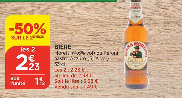 Bière Moretti Ou Peroni