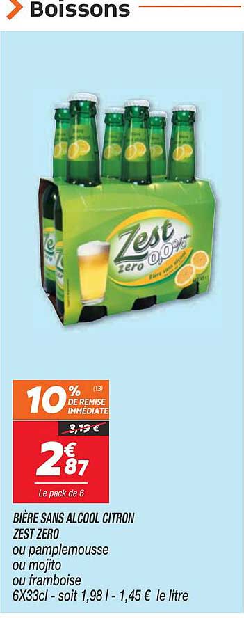 bière sans alcool citron zest zero