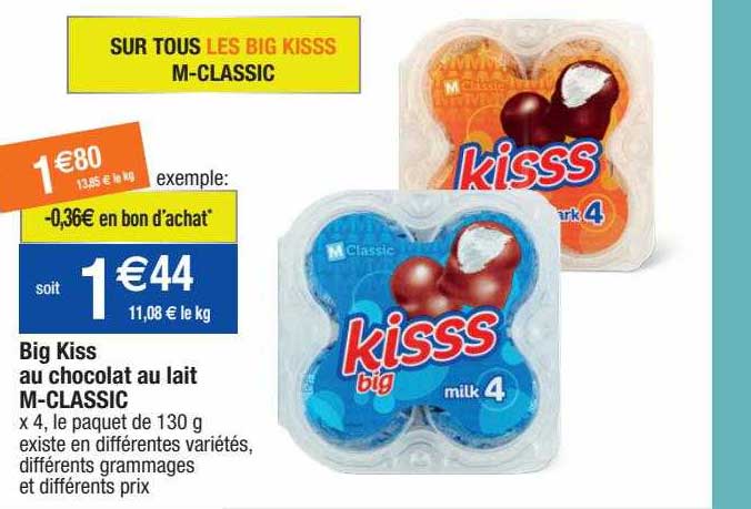 big kiss au chocolat au lait m-classic