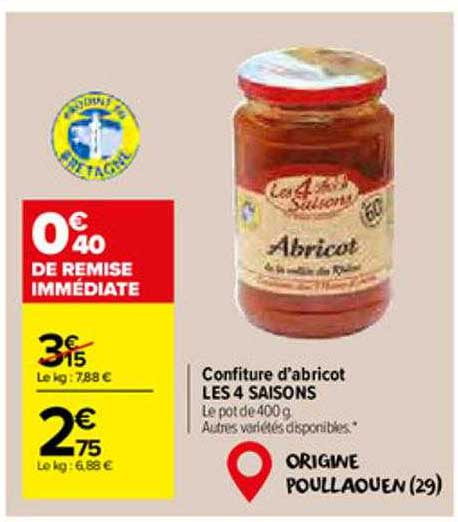 Confiture D'abricot Les 4 Saisons