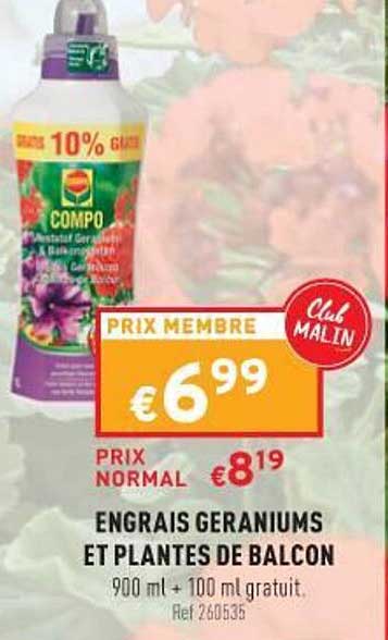 engrais géraniums et plates de balcon