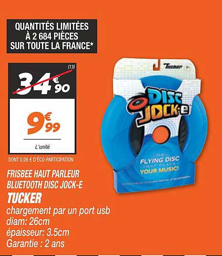 frisbee haut parleur bluetooth disc jock-e tucker