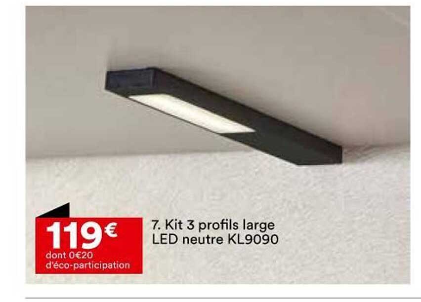 kit 3 profils large led neutre kl9090
