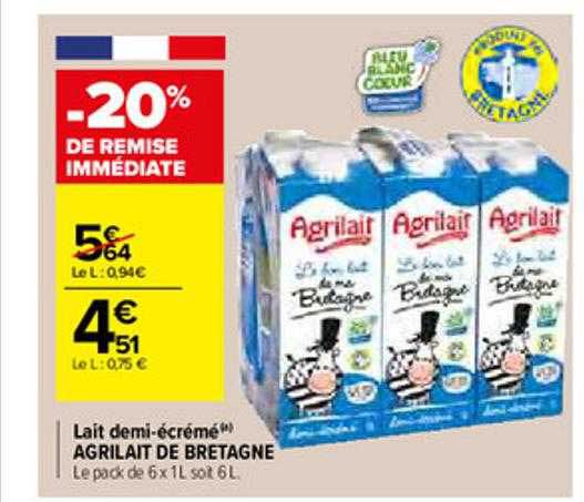 lait demi-écrémé agrilait de bretagne