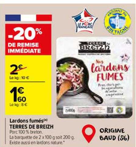 Lardons Fumés Terres De Breizh
