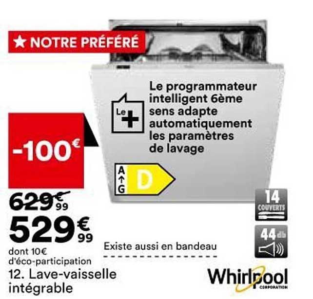lave-vaisselle intégrable whirlpool