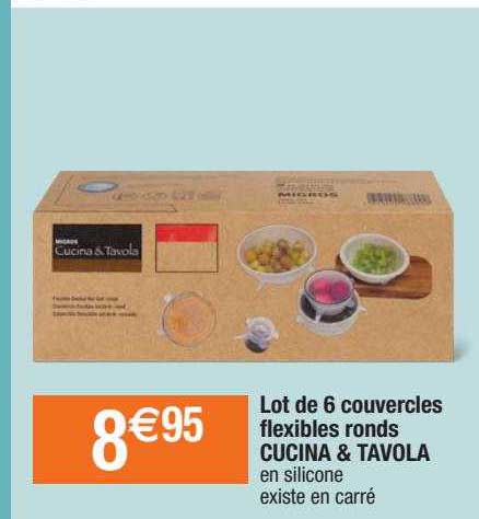 lot de 6 couvercles flexibles ronds cucina & tavola