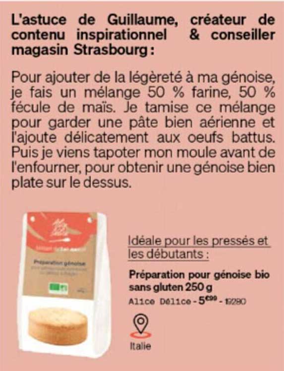Préparation Pour Génoise Bio Sans Gluten 250 G