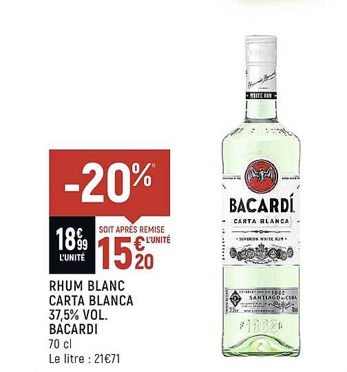rhum blanc carta blanca 37,5% vol. bacardi