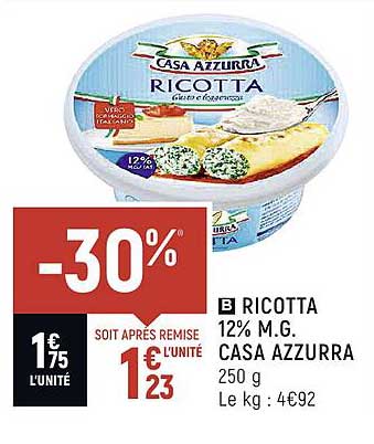 ricotta 12% m.g. casa azzurra