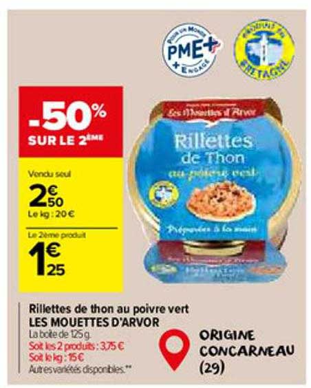 rillettes de thon au poivre vert les mouettes d'arvor