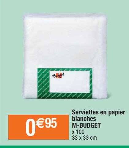 serviettes en papier blanche m-budget