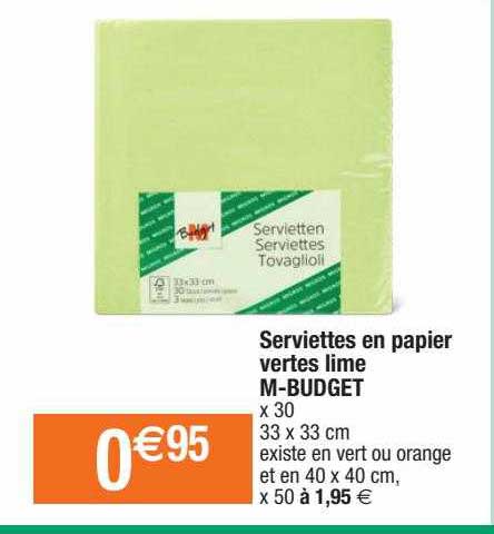serviettes en papier vertes lime m-budget