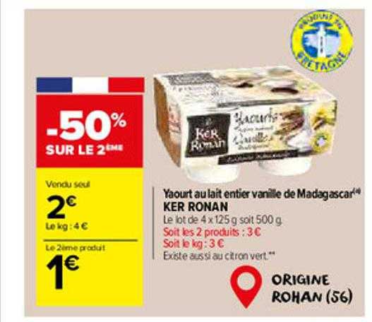 yaourt au lait entier vanille de madagascar ker ronana