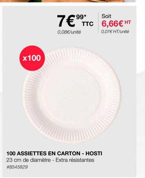 100 assiettes en carton - hosti