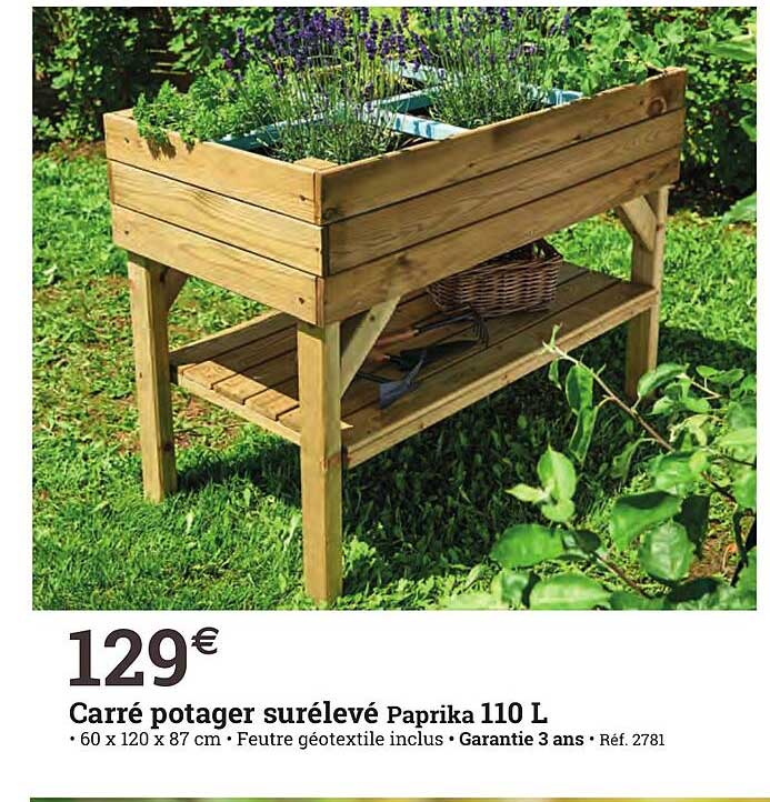 carré potager surélevé paprika 110l