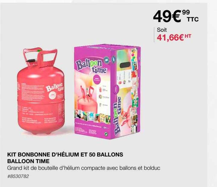 kit bonbonne d'hélium et 50 ballons balloon time