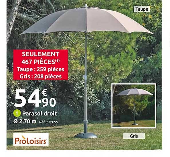 parasol droit ø2,70 m proloisirs