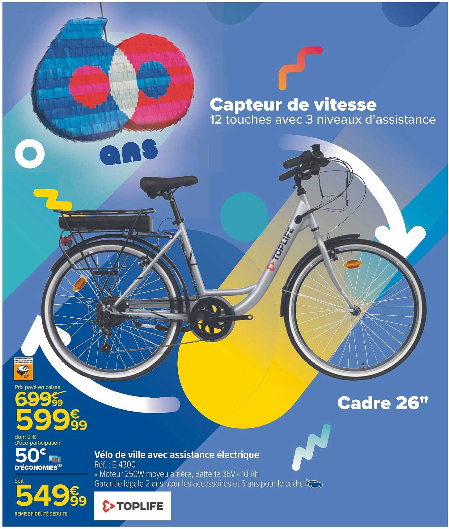 vélo de ville avec assistance électrique toplife