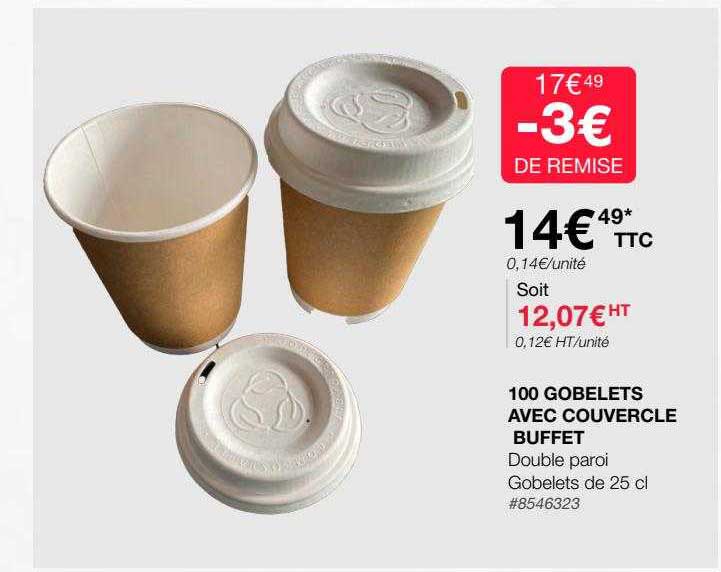 100 Gobelets Avec Couvercle Buffet