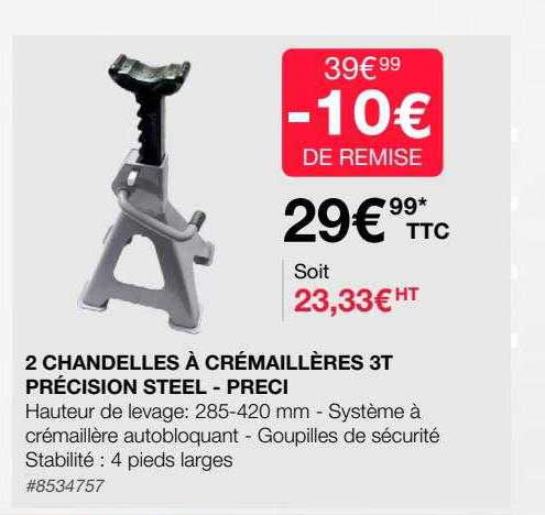 2 chandelles à crémaillères 3t précision steel - preci