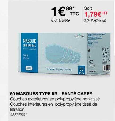 50 masques type iir - santé care