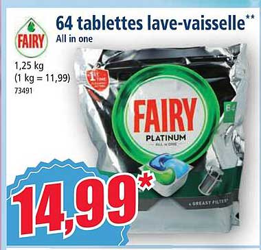 64 tablettes lave-vaisselle fairy