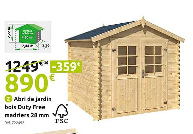 abri de jardin bois duty free madriers 28 mm