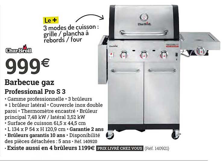 barbecue gaz professional pro s 3 char-broil