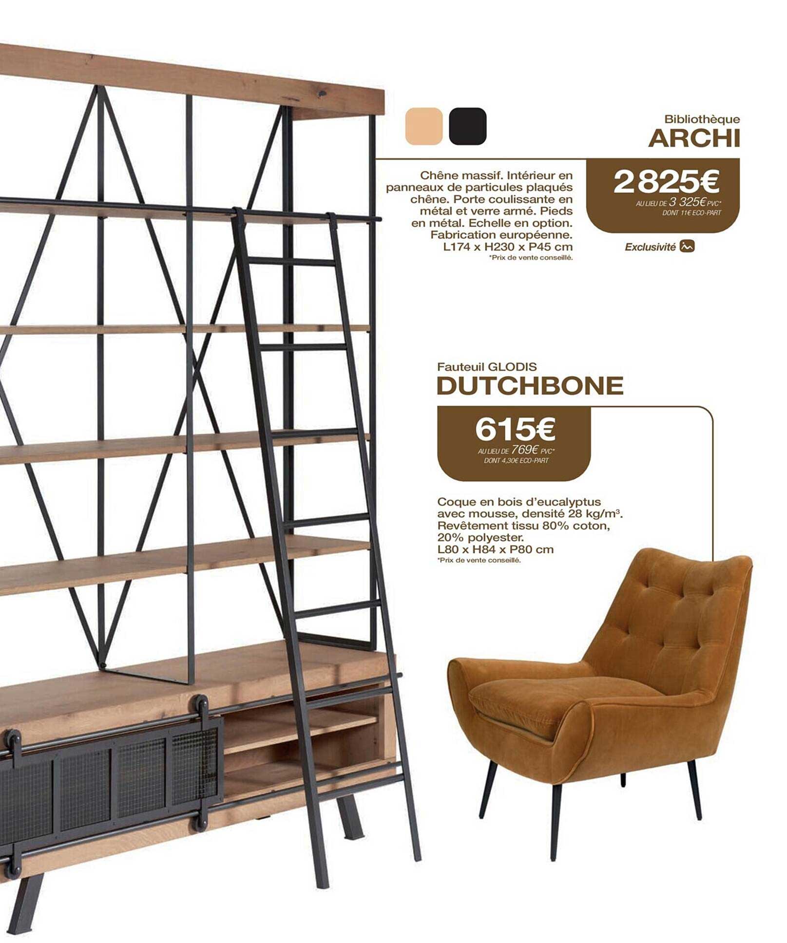 bibliothèques archi, fauteuil glodis dutchbone