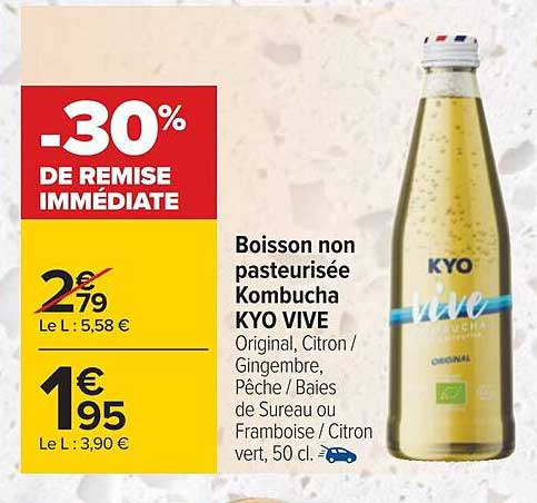 boisson non pasteurisée kombucha kyo vive