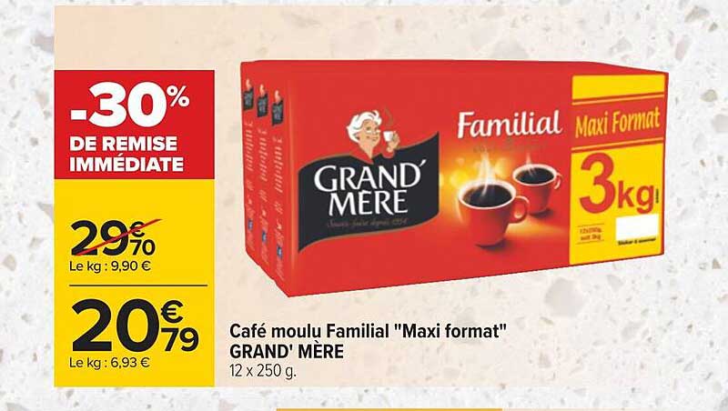 café moulu familial "maxi format" grand'mère