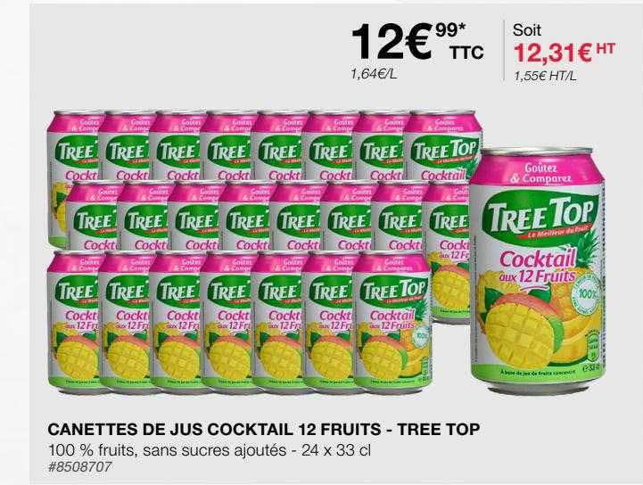 canettes de jus cocktail 12 fruits - tree top
