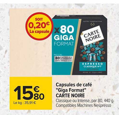 capsules de café "giga format" carte noire