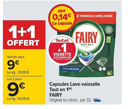 capsules lave-vaisselle tout en 1 fairy