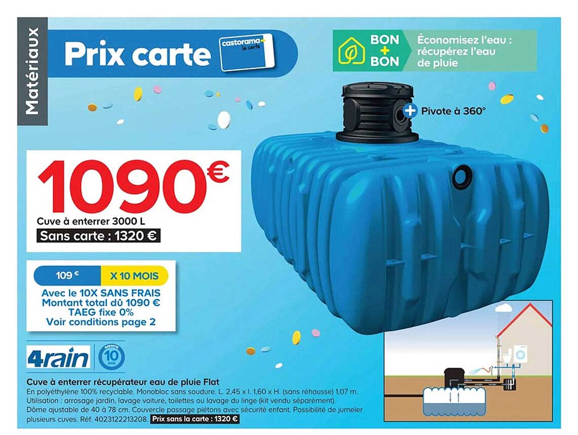 cive à enterrer récupérateur eau de pluie flat